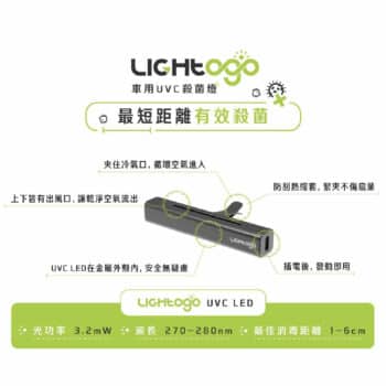 LIGHTOGO 車用UVC殺菌燈 (曜石黑 科技銀)