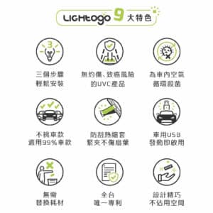 LIGHTOGO 車用UVC殺菌燈 (曜石黑 科技銀)